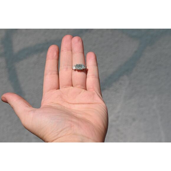 Aquamarine Ring Gothic Simple Promise Alternative Woman Boho Dainty Minimalist - Picture 5 of 6